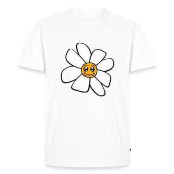 Petit drôle de fleur heureuse visage dessin animé - T-shirt Premium bio Homme - blanc - Devant - Nico (187cm)