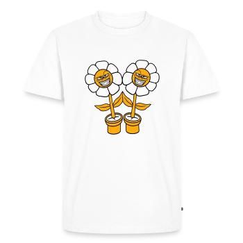 2 fleurs maléfiques Regard méchant Sourire Visage coquin - T-shirt Premium bio Homme - blanc - Devant - Nico (187cm)