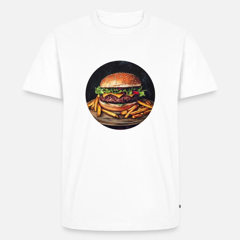 Saftiger Burger mit knusprigen Pommes - Männer Premium Bio T-Shirt - Weiß