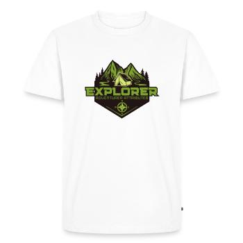 explore - Men's Premium Organic T-Shirt - white - Front - Nico (187cm)