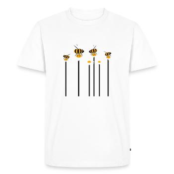 Beaucoup d’abeilles, de bourdons, de marguerites, de fleurs pollinisatrices - T-shirt Premium bio Homme - blanc - Devant - Nico (187cm)