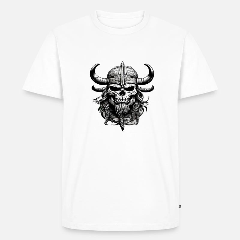Wikinger Schädel - Männer Premium Bio T-Shirt - Weiß