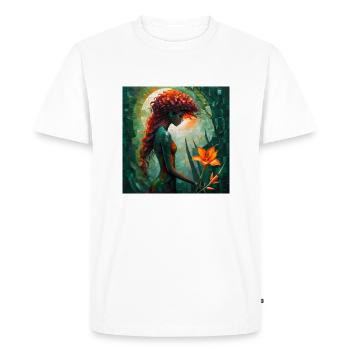 mosaïque rousse rêveuse fille glaïeul - T-shirt Premium bio Homme - blanc - Devant - Nico (187cm)