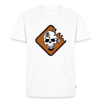 Bouclier de pirate Crâne de squelette Crâne Avertissement - T-shirt Premium bio Homme - blanc - Devant - Nico (187cm)