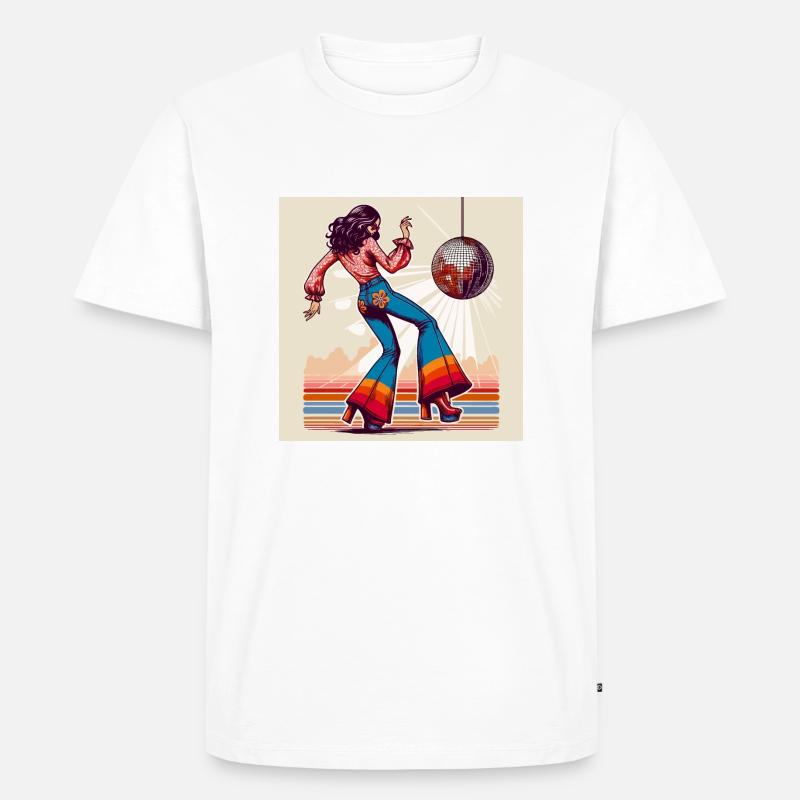 Retro Disco - Männer Premium Bio T-Shirt - Weiß