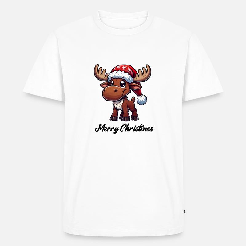 reh comic weihnachten elch - Männer Premium Bio T-Shirt - Weiß