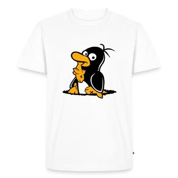 Le pingouin mange du poisson pêché Trou Fond Faim Cool - T-shirt Premium bio Homme - blanc - Devant - Nico (187cm)