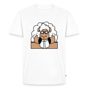 mouton nerd geek livre lecture nerd lunettes à monture de corne bureau - T-shirt Premium bio Homme - blanc - Devant - Nico (187cm)