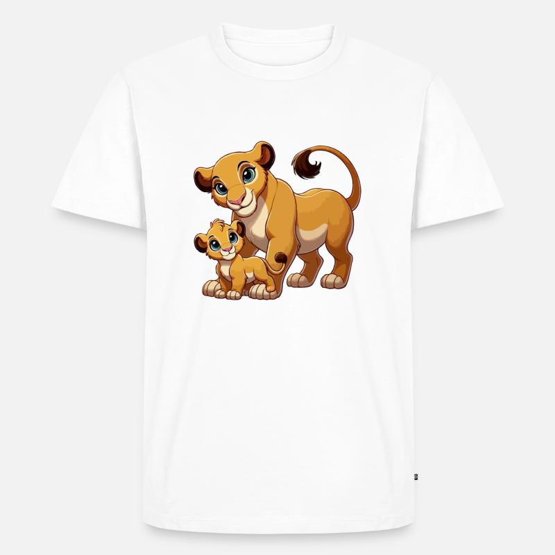 Löwenmutter mit Kind - Männer Premium Bio T-Shirt - Weiß