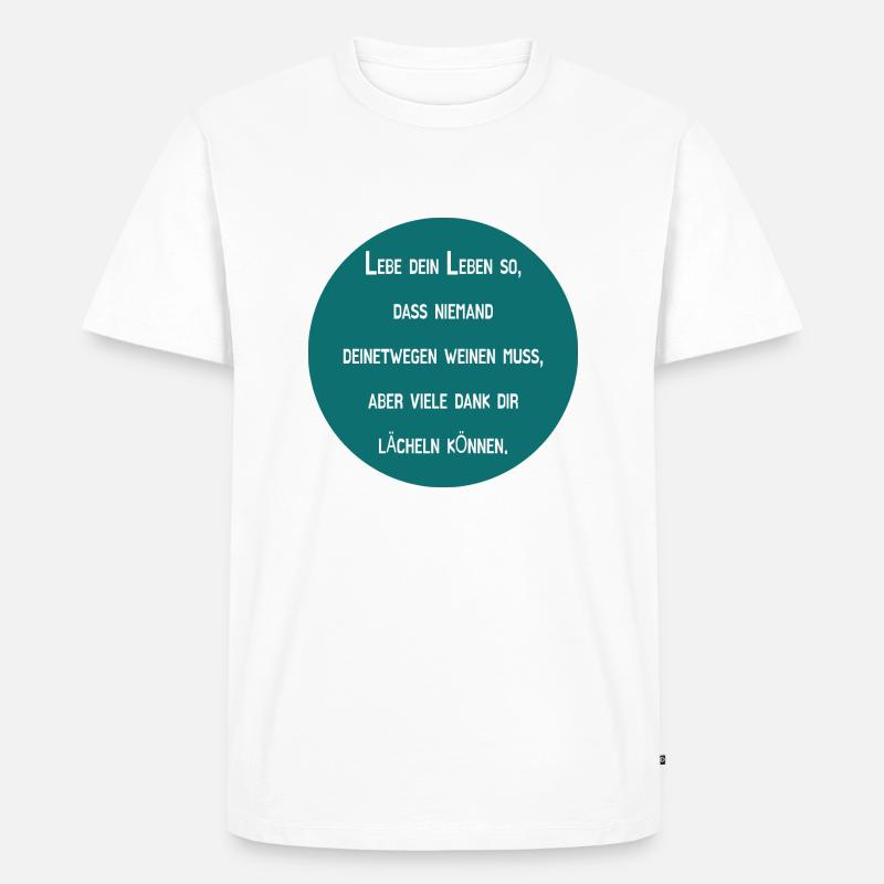 Lebe mit Lächeln - Männer Premium Bio T-Shirt - Weiß