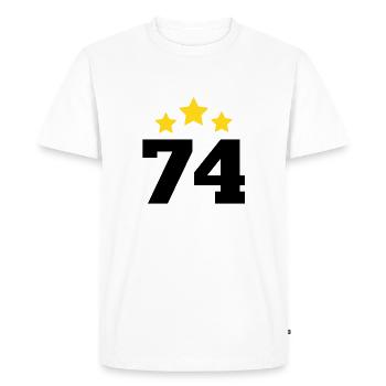 74 ans étoile - cadeau 74e anniversaire - T-shirt Premium bio Homme - blanc - Devant - Nico (187cm)