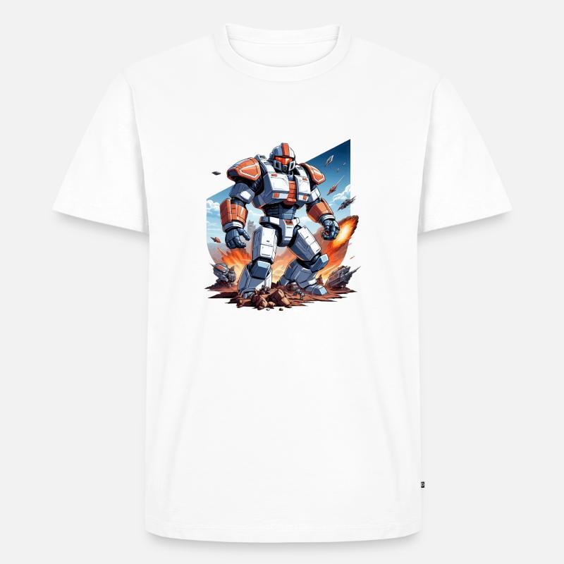 8-Bit Warrior - Männer Premium Bio T-Shirt - Weiß