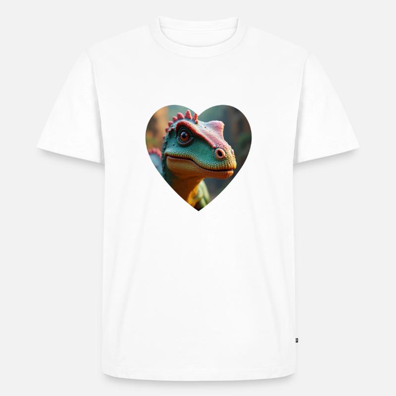 Dinosaurier Bunt - Männer Premium Bio T-Shirt - Weiß
