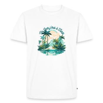 Un jour j irai à Tahiti - T-shirt Premium bio Homme - blanc - Devant - Nico (187cm)