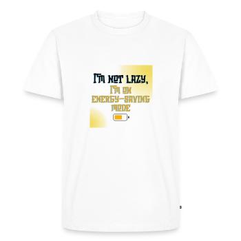 I’m Not Lazy, I’m on Energy-Saving Mode - Funny Qu - Men's Premium Organic T-Shirt - white - Front - Nico (187cm)