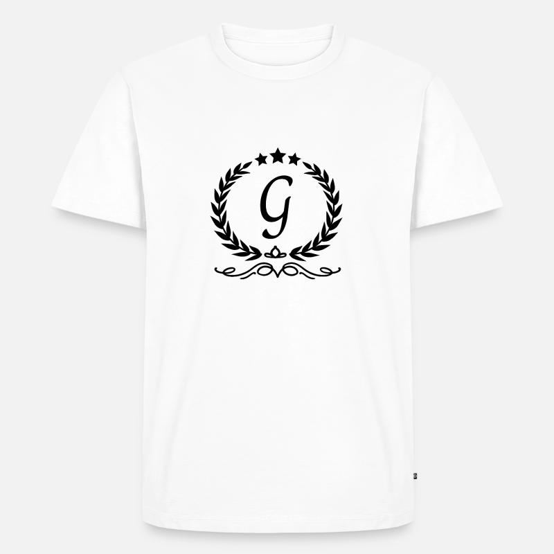 Krone mit Buchstabe g - Männer Premium Bio T-Shirt - Weiß