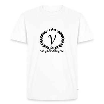 Lettre v couronne - T-shirt Premium bio Homme - blanc - Devant - Nico (187cm)