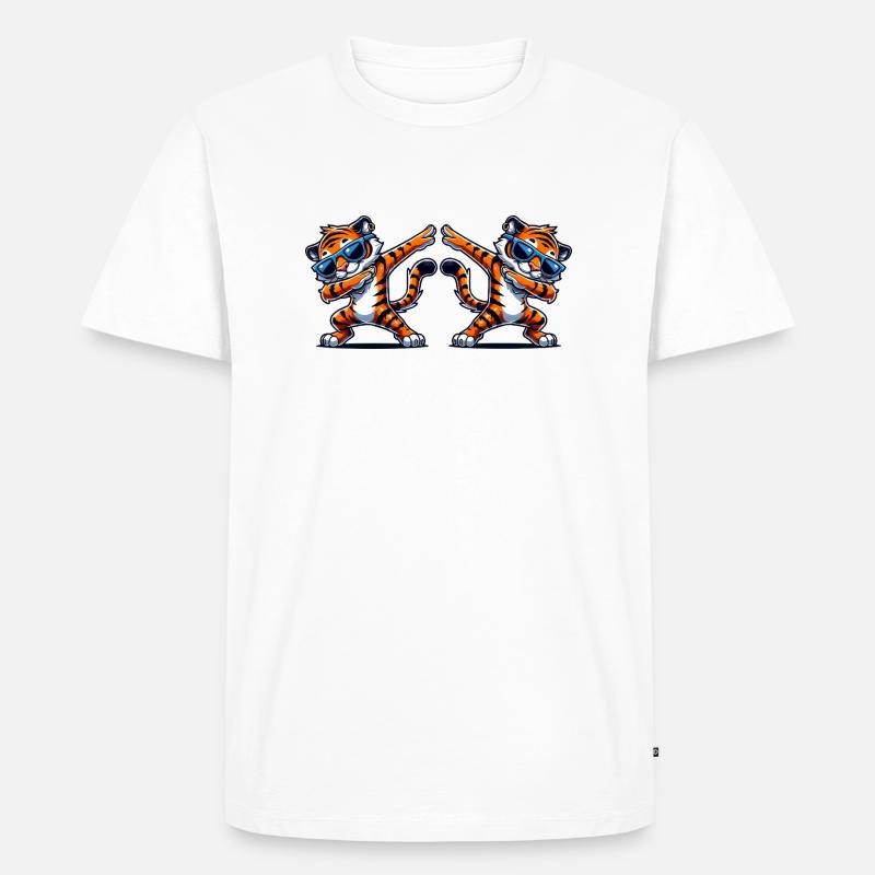 tiger comic dabbing 2 - Männer Premium Bio T-Shirt - Weiß