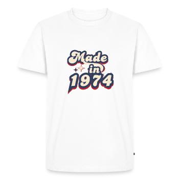 Made in 1974 retro - T-shirt Premium bio Homme - blanc - Devant - Nico (187cm)