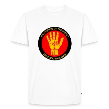 Voleurs à l’étalage, unissez-vous ! - T-shirt Premium bio Homme - blanc - Devant - Nico (187cm)