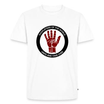 Voleurs à l’étalage, unissez-vous ! - T-shirt Premium bio Homme - blanc - Devant - Nico (187cm)