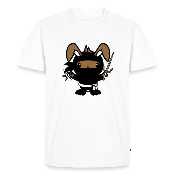 Bunny Ninja Star Fighter Japanese Assassin - Men's Premium Organic T-Shirt - white - Front - Nico (187cm)