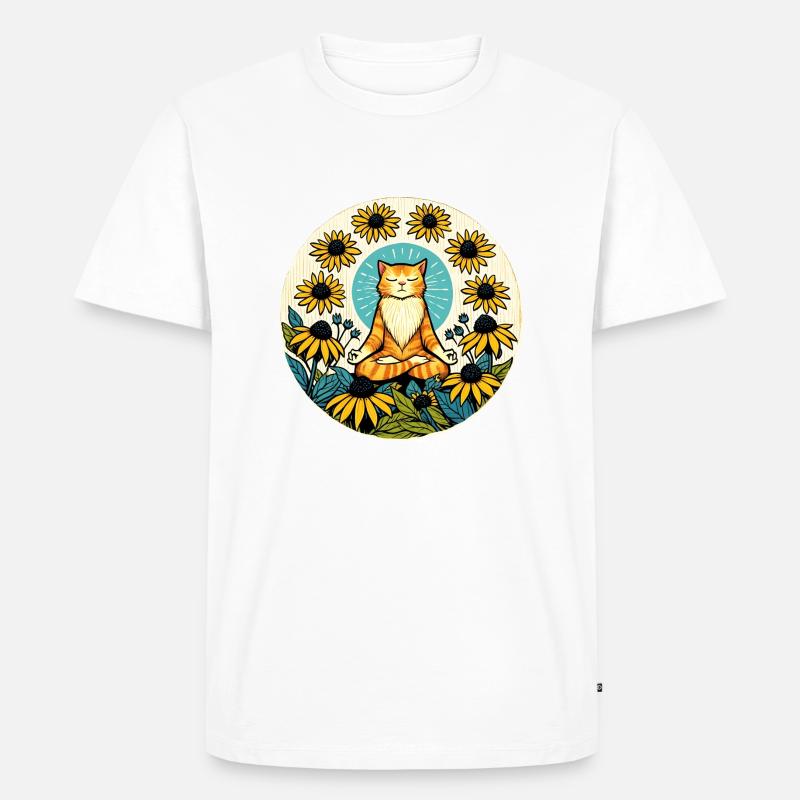 Zen-Modus Kätzchen Katze - Männer Premium Bio T-Shirt - Weiß