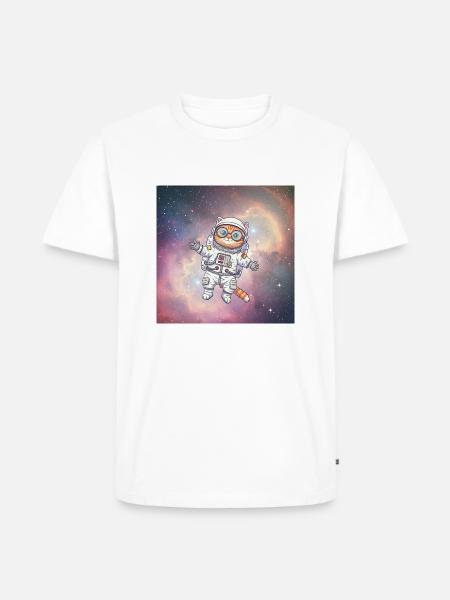 Cat in Space - Männer Premium Bio T-Shirt - Weiß