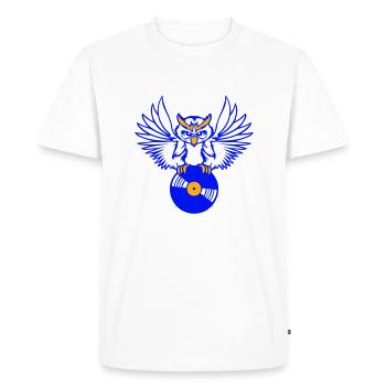 DJ hibou disque vinyle disque vinyle musique club fête - T-shirt Premium bio Homme - blanc - Devant - Nico (187cm)