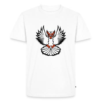 hibou oiseau aigle hibou hibou oiseau de nuit chouette effraie volant cool - T-shirt Premium bio Homme - blanc - Devant - Nico (187cm)