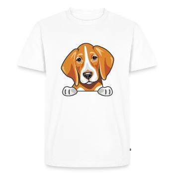 Peeking cute sad foxhound - Men's Premium Organic T-Shirt - white - Front - Nico (187cm)