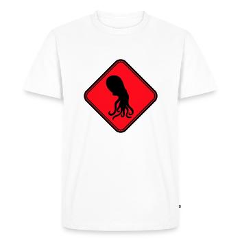 Octopus Danger Sign Caution Warning - Men's Premium Organic T-Shirt - white - Front - Nico (187cm)