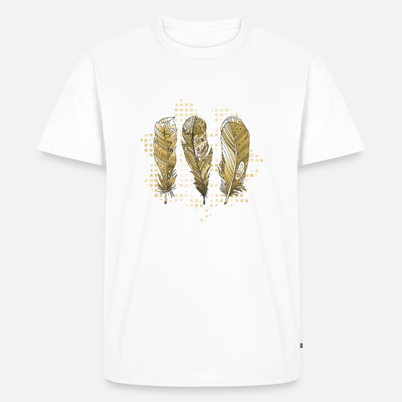 Feder - Männer Premium Bio T-Shirt - Weiß