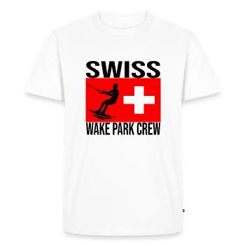 Swiss Wake Crew Wakeboard Shirt - Men's Premium Organic T-Shirt - white - Front - Nico (187cm)