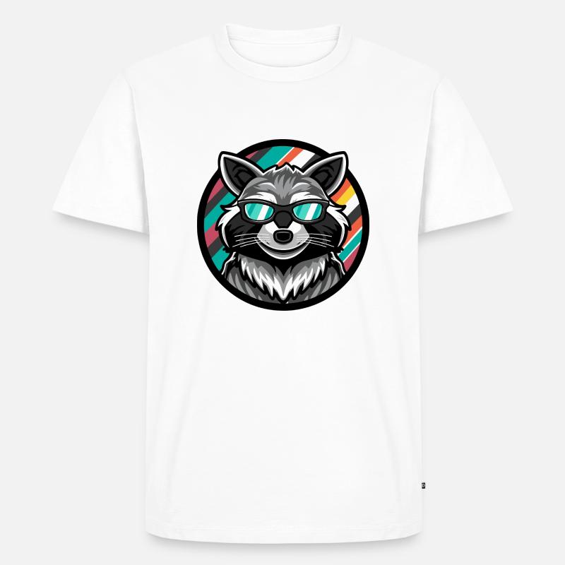 Waschbär Cool Comic - Männer Premium Bio T-Shirt - Weiß