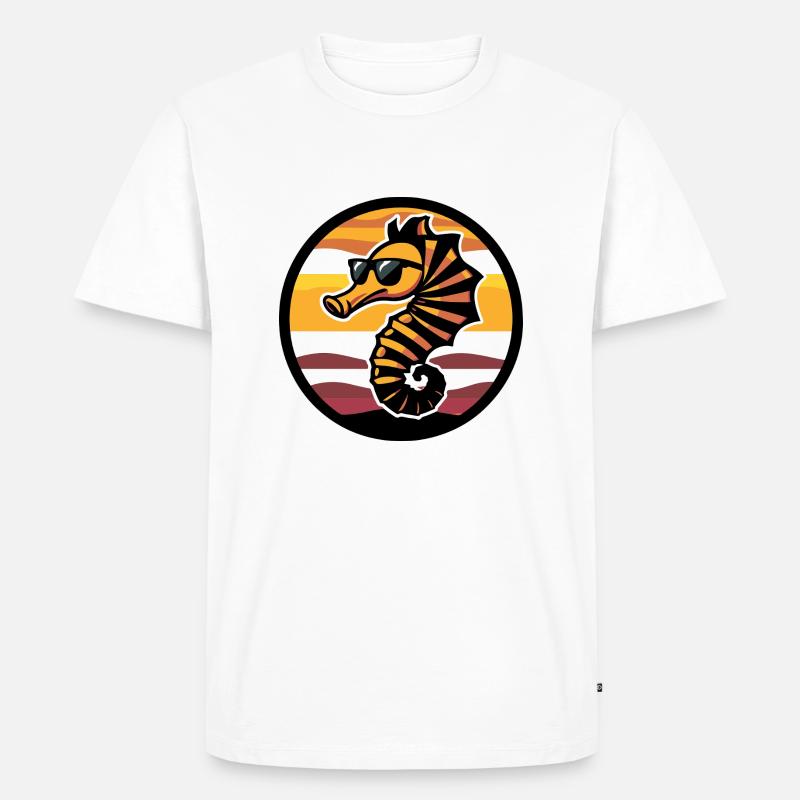 Seepferd Cool Comic - Männer Premium Bio T-Shirt - Weiß