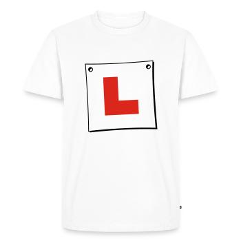 Learner Plate - Men's Premium Organic T-Shirt - white - Front - Nico (187cm)