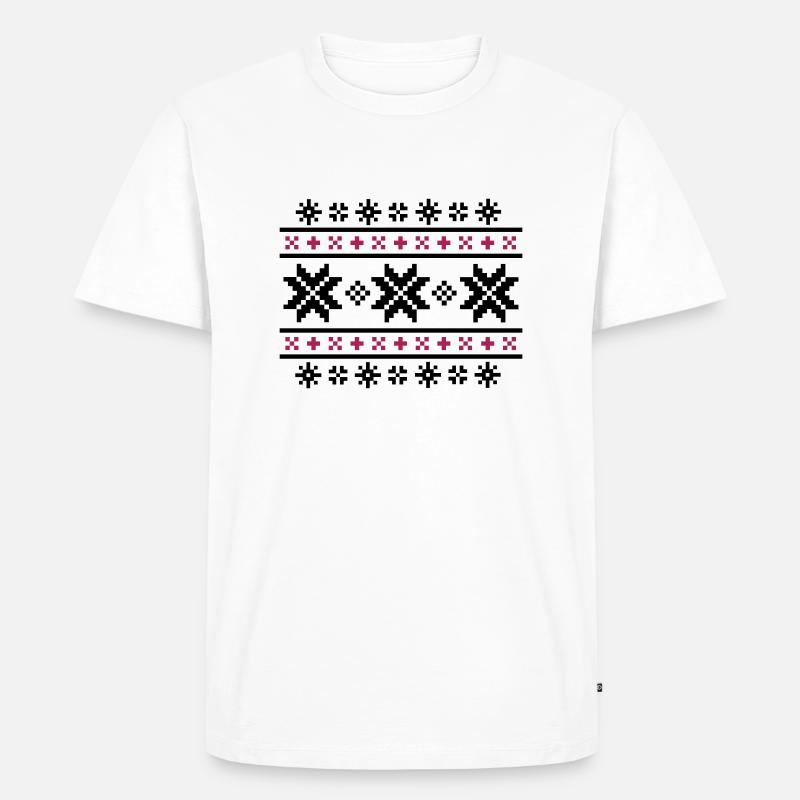 Norweger-Muster (Winter) 02.1 - Männer Premium Bio T-Shirt - Weiß