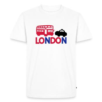 LONDON BLACK CAP ROUGE & BUS - T-shirt Premium bio Homme - blanc - Devant - Nico (187cm)
