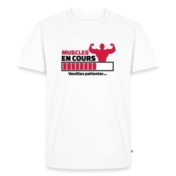 muscles en cours - T-shirt Premium bio Homme - blanc - Devant - Nico (187cm)
