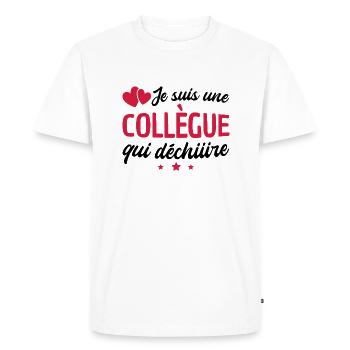 je suis une collègue qui déchire / humour femme - T-shirt Premium bio Homme - blanc - Devant - Nico (187cm)