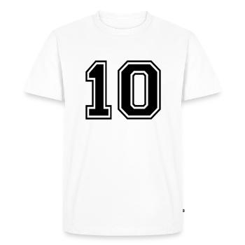 Numero 10 Équipe Foot baseball basket université - T-shirt Premium bio Homme - blanc - Devant - Nico (187cm)