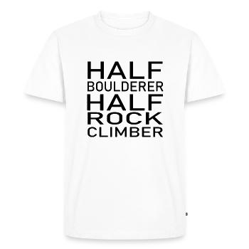 Bouldering Climbing Climbing - Men's Premium Organic T-Shirt - white - Front - Nico (187cm)