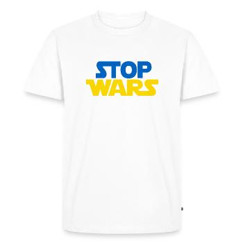 STOP WARS UKRAINE - Men's Premium Organic T-Shirt - white - Front - Nico (187cm)