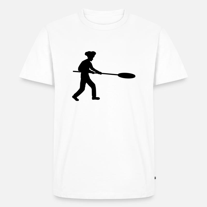 Pizzaschieber Pizzabäcker Silhouette - Männer Premium Bio T-Shirt - Weiß