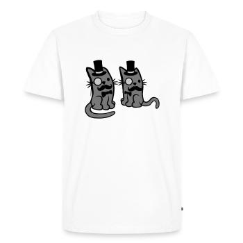 Men 2 Cat Friends - Men's Premium Organic T-Shirt - white - Front - Nico (187cm)