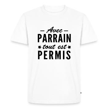 avec parrain tout est permis / cadeau bébé - T-shirt Premium bio Homme - blanc - Devant - Nico (187cm)