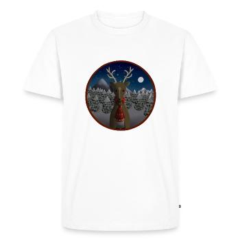 Des rennes dans un paysage hivernal étoilé - T-shirt Premium bio Homme - blanc - Devant - Nico (187cm)