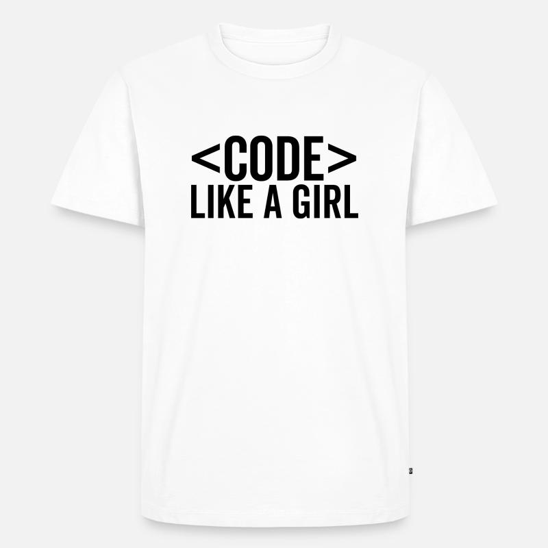 Code wie ein Mädchen - Männer Premium Bio T-Shirt - Weiß