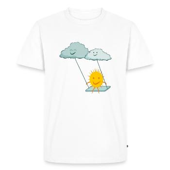 Drôle de soleil et de jolis nuages - T-shirt Premium bio Homme - blanc - Devant - Nico (187cm)